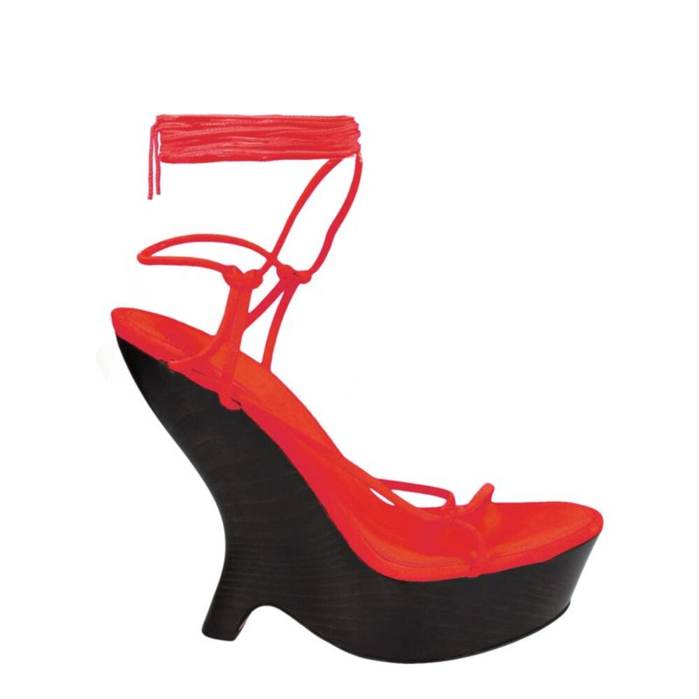 Ferragamo Frida Platform Wedge Sandals Red Womens